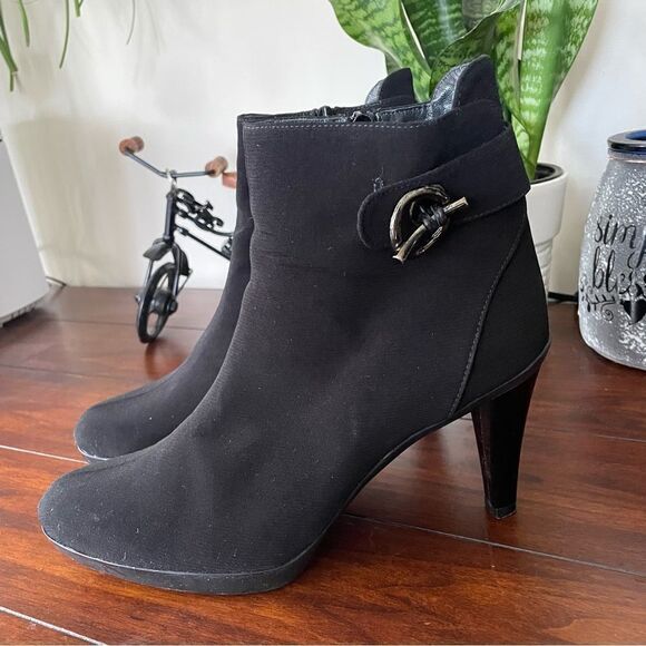 STUART WEITZMAN BLACK GORE-TEX NEOPRENE ANKLE BOOTS HIGH HEEL SIZE 9 M - Picture 6 of 11